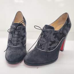 Christian Louboutin Women's Coleslaw Camo Block Heel Oxfords Size 9.5 w/COA
