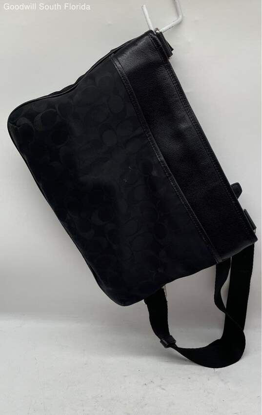 Coach Womens Black Signature Print Leather Adjustable Crossbody Shoulder Bag image number 2
