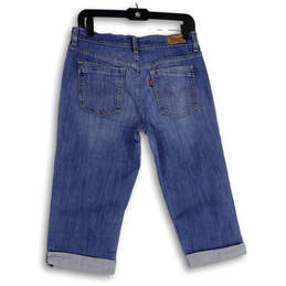 Womens Blue Denim Medium Wash 5-Pocket Design Cuffed Capri Jeans Size 6 alternative image