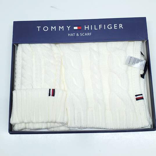 Tommy Hilfiger Cream Hat and Scarf image number 1