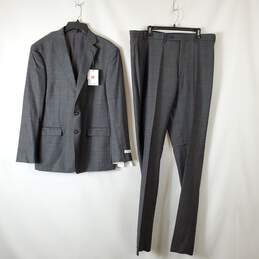 Calvin Klein Men Gray Plaid Two Piece Suit Sz 46 NWT