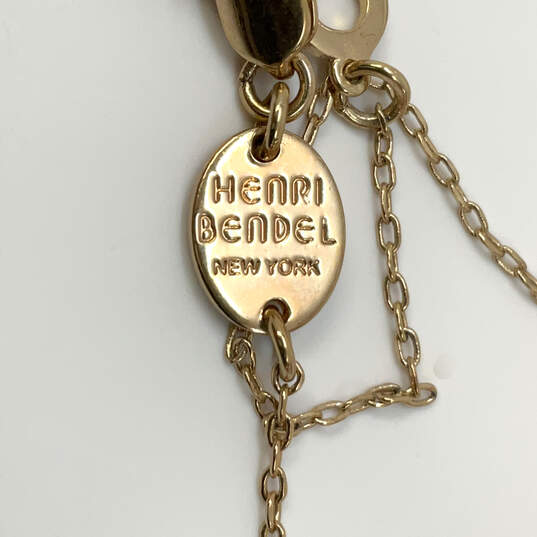 Designer Henri Bendel  Gold-Tone Link Chain Fashion Green Pendant Necklace image number 3