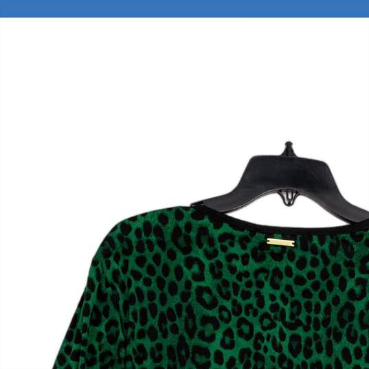 NWT Michael Kors Womens Green Animal Print Bell Sleeve Pullover Blouse Top XXL image number 4