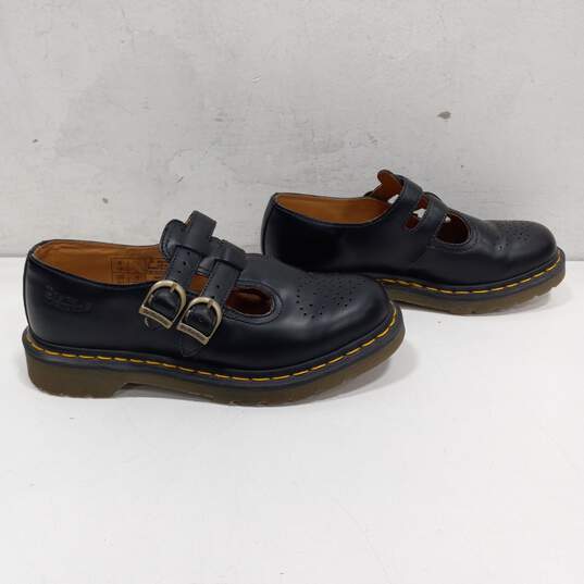 Dr. Martens Women's Black Leather Double Strap Buckle Mary Jane Shoes Size 8 image number 4