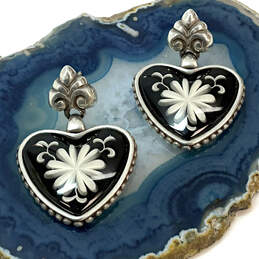 Designer Brighton Silver-Tone Water Lily Flower Heart Shape Drop Earrings