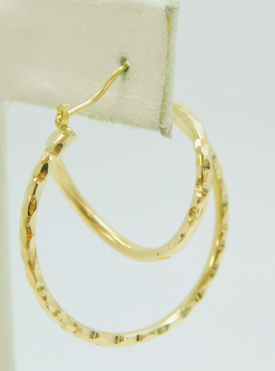14K Yellow Gold Abstract Hammered Earrings 2.4g image number 2