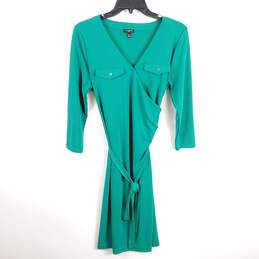 Talbots Women Green Belted Midi Dress M