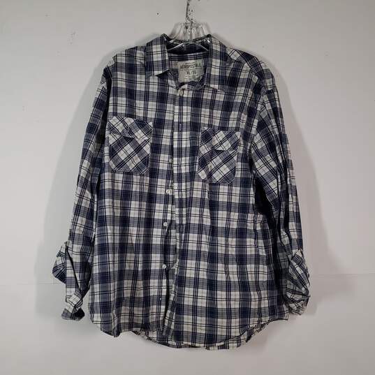 Mens Cotton Plaid Long Sleeve Collared Button-Up Shirt Size XL image number 1