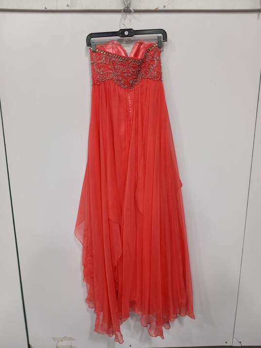 Women’s Sheri Hill Chiffon Strapless Embellished Formal Evening Gown Sz 2 image number 2