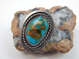 Artisan 925 Turquoise Cabochon Twisted Oval Split Shank Ring
