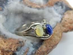 Vintage 10K White Gold Yellow & Blue Star Sapphire Diamond Accent Ring 3.5g alternative image