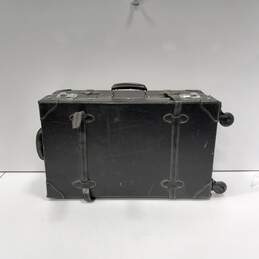 Vintage Black Trunk Style Rolling Suitcase