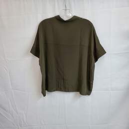 Lily Silk Olive Green Mulberry Silk Blouse WM Size XL NWT