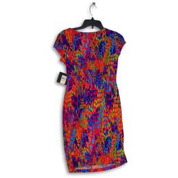 NWT Womens Multicolor Cap Sleeve Round Neck Pullover Sheath Dress Size 2 alternative image