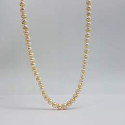 IPS 14k Gold Knotted 6.5mm Fw Pearl 64 Inch Necklace 97.0g