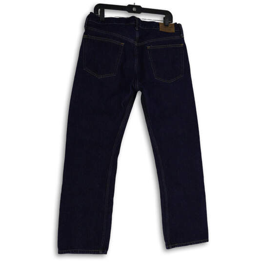 Mens Blue Dark Wash Denim 5-Pockets Design Straight Leg Jeans Size 35x30 image number 2
