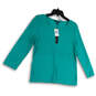 NWT Womens Blue Split Neck Long Sleeve Pullover Blouse Top Size X-Large image number 1