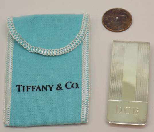 Tiffany & Co 925 Personalized Initials Etched Lines Money Clip & Dust Bag 21.9g image number 2
