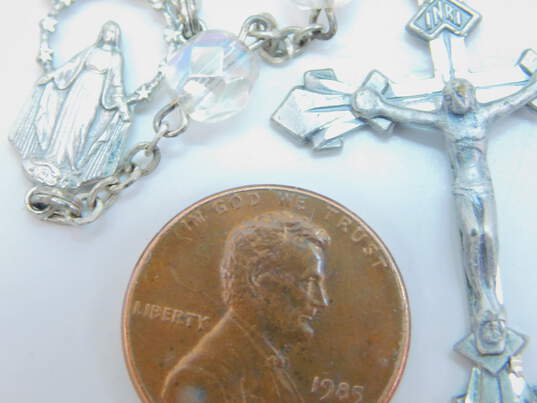 Vintage Cipolletti Sterling 925 Crucifix Cross Aurora Borealis Crystals Beaded Rosary Necklace 20.8g image number 4