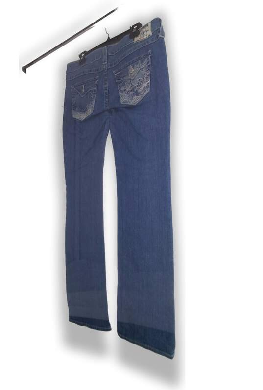 Womens Blue Mid Rise Coin Pocket Straight Leg Button Denim Jeans Size Large image number 6