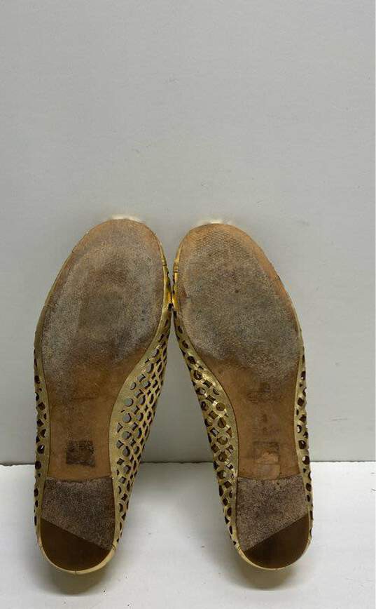 Coach Cutout Leather Ballet Flats Gold 8 image number 7