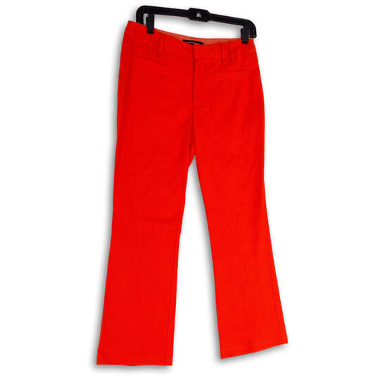 Womens Red Flat Front Pockets Stretch Bootcut Leg Trouser Pants Size 4 image number 1