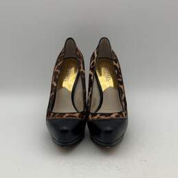 Womens Haya Black Brown Leopard Print Slip On Stiletto Platform Heels Size 7 M