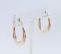 10K Duo Tone Gold Polished Oval Hoop Earrings 1.6g image number 2