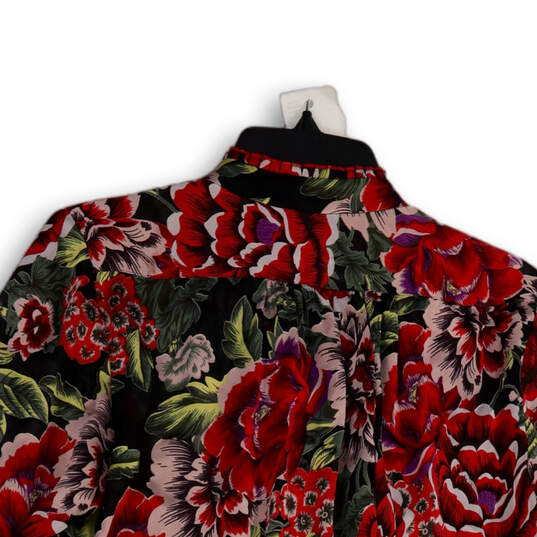 Womens Multicolor Floral Long Sleeve Stand Collar Button-Up Shirt Size 6 image number 4