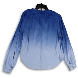 NWT Womens Blue Dip-Dye Pleated Long Sleeve Button-Up Shirt Size Medium alternative image