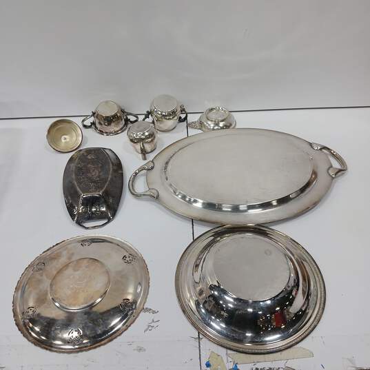 Bundle of 8 Assorted Silver Tone Serving Pieces image number 1