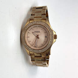 Designer Fossil Retro Traveler Rose AM4454 Gold-Tone Stainless Steel Watch