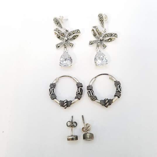 Sterling Silver Multi Gemstone Earring 3Pcs Bundle Damage 12.3g image number 7