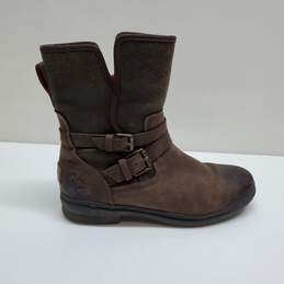 UGG Australia Simmens Leather Boots Shoes Stout Brown Women’s 9 Zipper Mid Calf alternative image