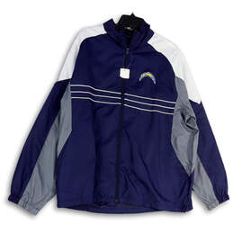 Mens Blue NFL Los Angeles Chargers Full-Zip Windbreaker Jacket Size Large