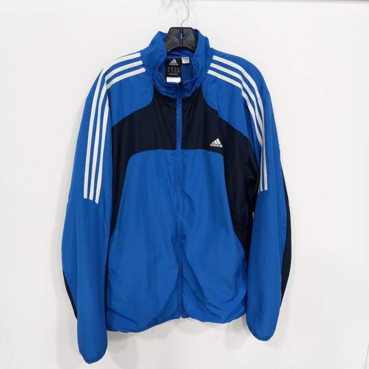 Adidas Men's Blue/Black Full Zip Mock Neck Track Jacket Size XL image number 1