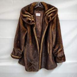 Pamela McCoy Collection Faux Fur Coat Sz L
