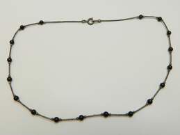 Southwestern Artisan 925 Liquid Silver Onyx & Coral Beaded Necklaces 8.1g alternative image