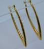 14K Yellow Gold Puffed Pointed Oblong Hoop Earrings 2.8g image number 2