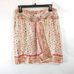 Studio Women Ivory Floral Silk Split Skirt M NWT