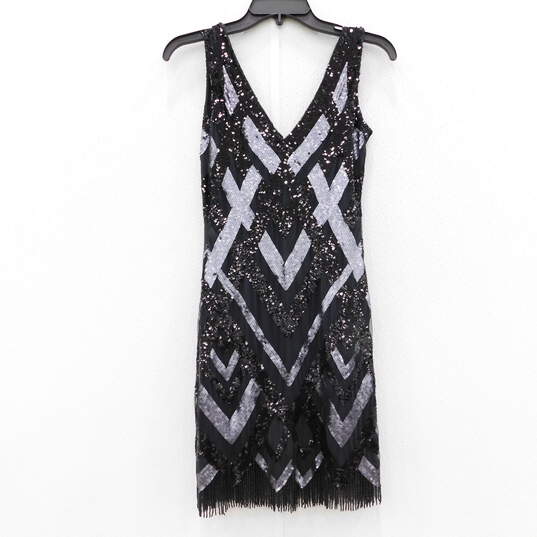 Aiden Mattox Womens Black & Grey Sequin Cocktail Dress Size 0 NWT image number 3