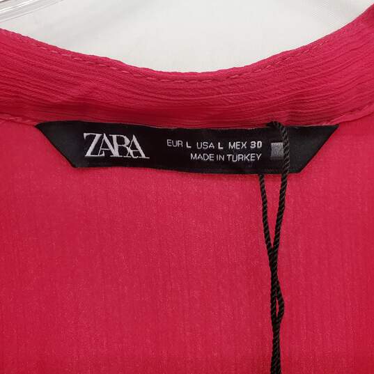 Zara Pink Short Sleeved Maxi Dress WM Size L NWOT image number 3