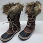 Sorel Brown Women's Joan of Arctic Waterproof Leather Rubber Boots Size 6 image number 1