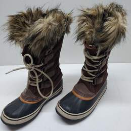 Sorel Brown Women's Joan of Arctic Waterproof Leather Rubber Boots Size 6