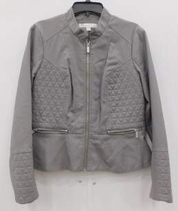 New York and Company Women's Long Sleeve Grey Leather Sweatshirt
