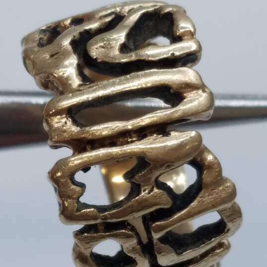 Modern 14K Gold Vintage Abstract Open Work Sz 9.5 Ring 10.6g FOR PARTS image number 2