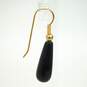 14K Yellow Gold Black Glass Earrings 1.9g image number 3