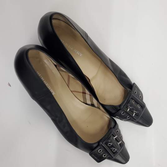 Burberry Black Leather Buckle Low Heels Women's Size 9.5 image number 5