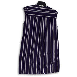Womens Blue White Striped Sleeveless Round Neck Pullover Shift Dress Size S alternative image