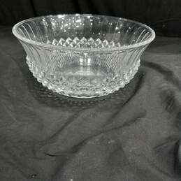 Vintage Crystal Serving Bowl With Diamond Pattern Design